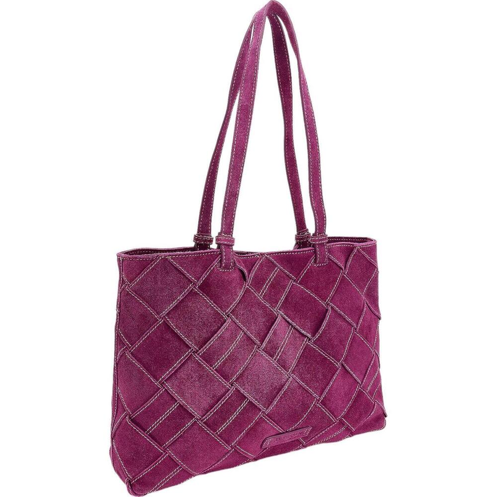 American Leather Co. Mercer Suede Woven Tote Deep Berry - Picture 1 of 1
